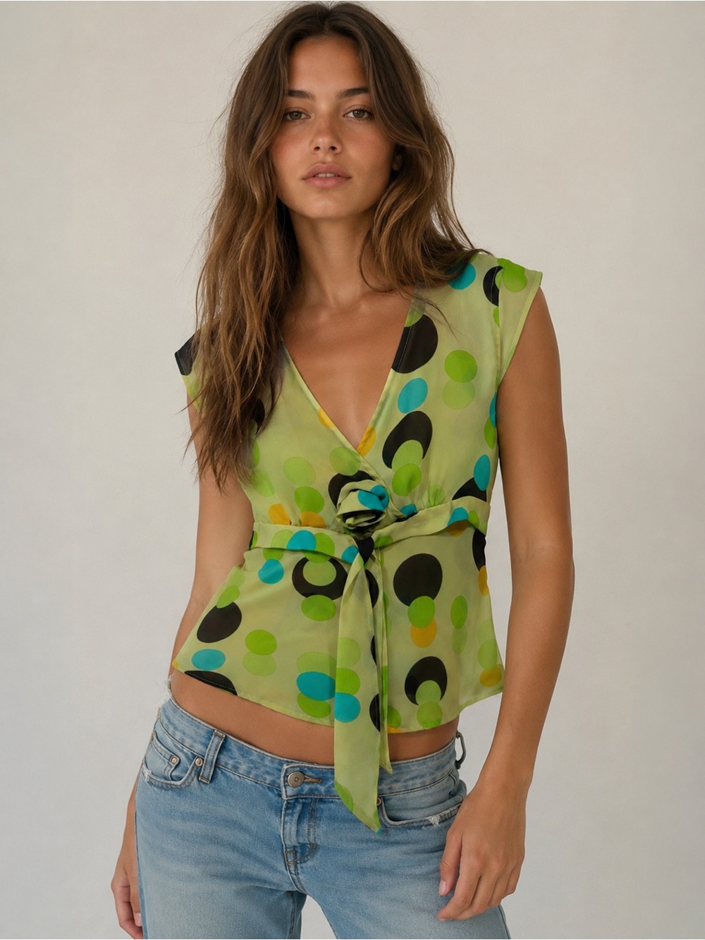 Womens Y2K Sheer Mesh Blouse Top Size 8 Retro 90's Festival